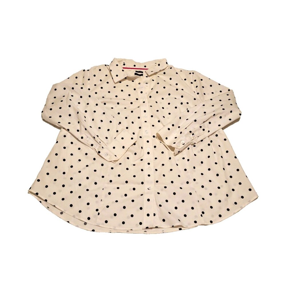 Talbots Non-Iron Polka Dot Button-Up Blouse Women’s Plus 22W Long Sleeve